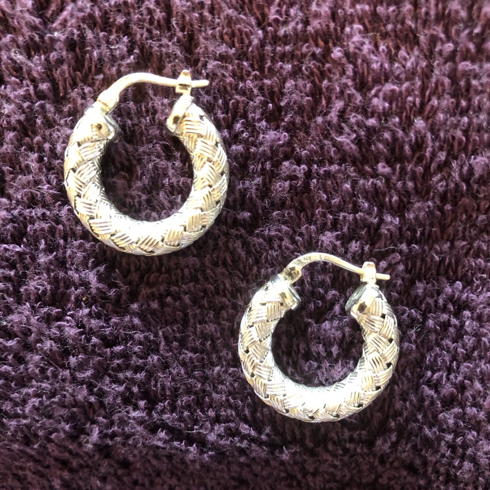 Braided sterling silver hoop earrings Made in Italy by Milor🇮🇹